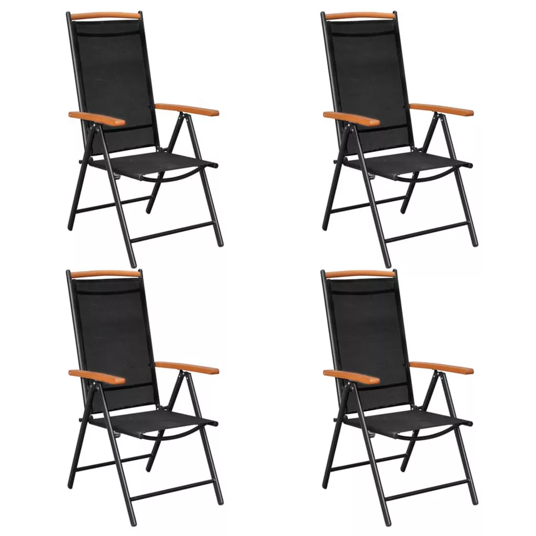 vidaXL Chaises pliantes, lot de 4, aluminium et textilène noir