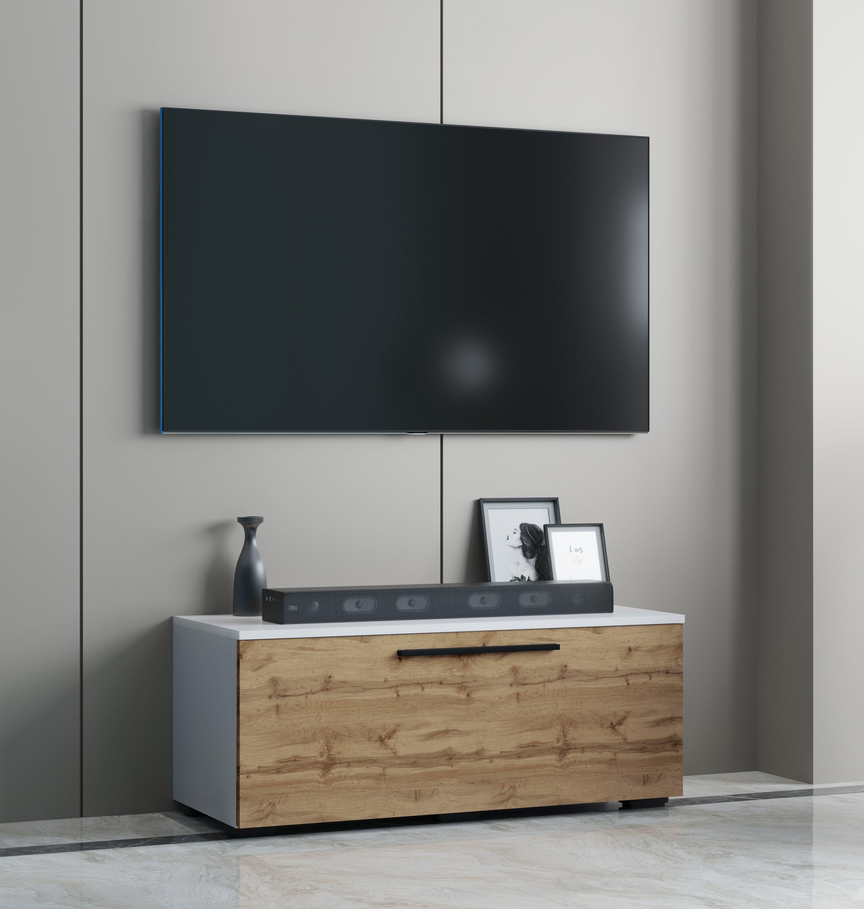 VCM TV Möbel | Lowboard | Fernsehschrank mit breiter Klapptür | Maße H. 39 x B. 95 x T. 40 cm | Fernseh Möbel – Arila S  