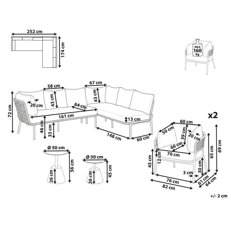 Beliani Lounge Set aus Aluminium Modern ROBELLA  