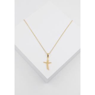 MUAU Schmuck  Anhänger Kreuz Gelbgold 750 Diamant 0.05ct. 24x12mm 