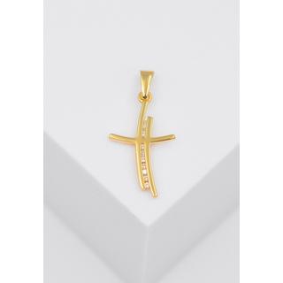 MUAU Schmuck  Anhänger Kreuz Gelbgold 750 Diamant 0.05ct. 24x12mm 