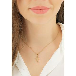 MUAU Schmuck  Pendentif croix en or jaune 750 diamant 0,05ct. 24x12mm 