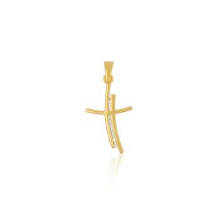 MUAU Schmuck  Anhänger Kreuz Gelbgold 750 Diamant 0.05ct. 24x12mm 