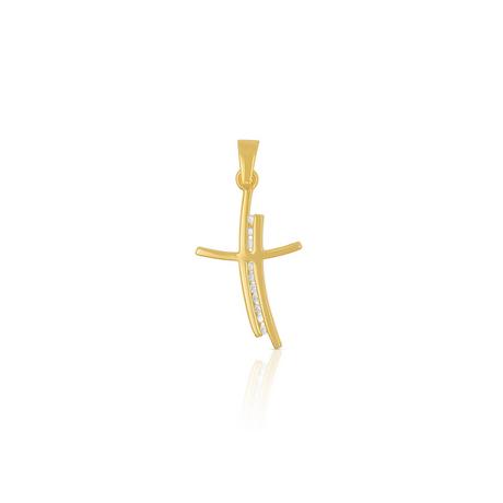 MUAU Schmuck  Anhänger Kreuz Gelbgold 750 Diamant 0.05ct. 24x12mm 
