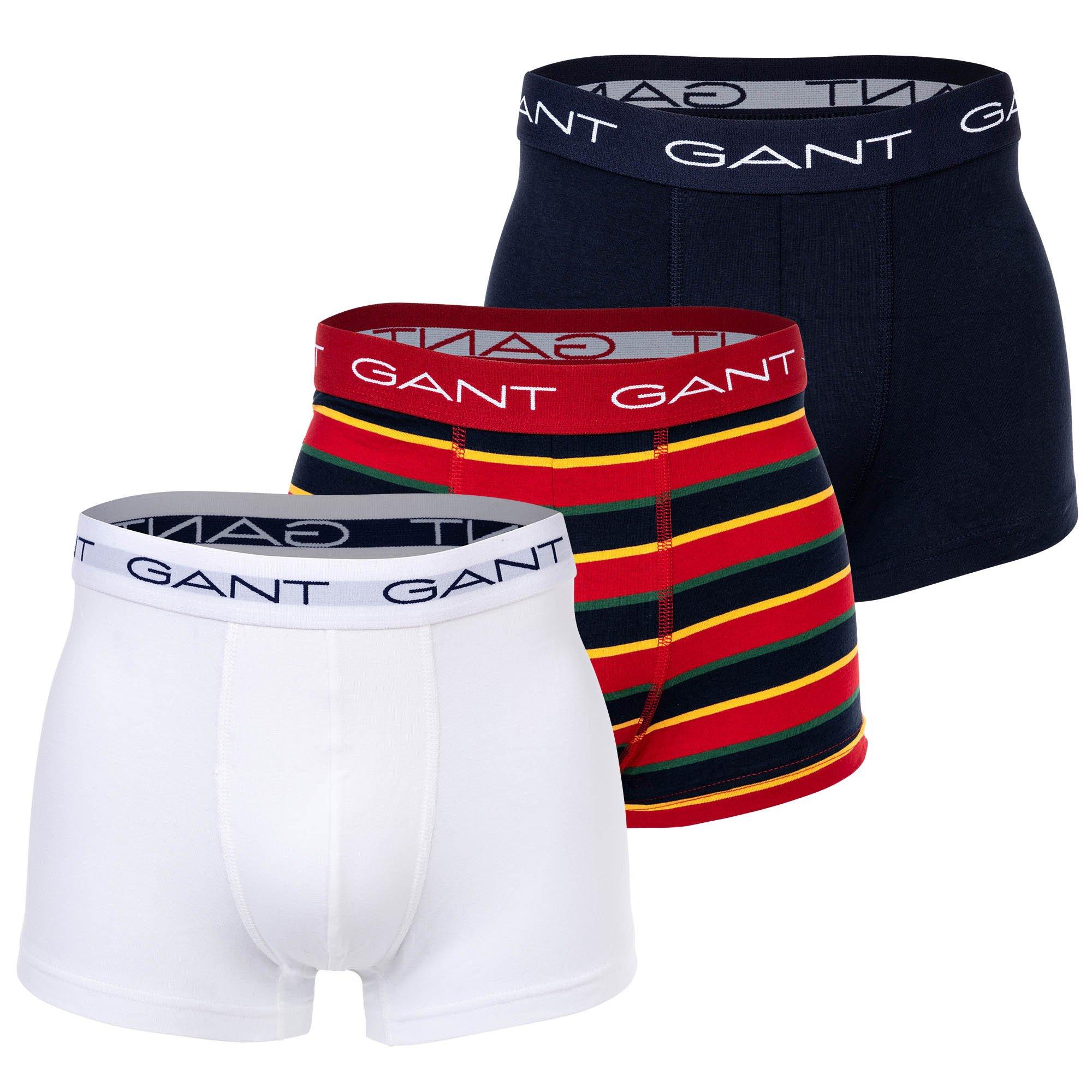 GANT GANT Herren Boxer Shorts, 3er Pack Stripe Trunks, Cotton Stretch