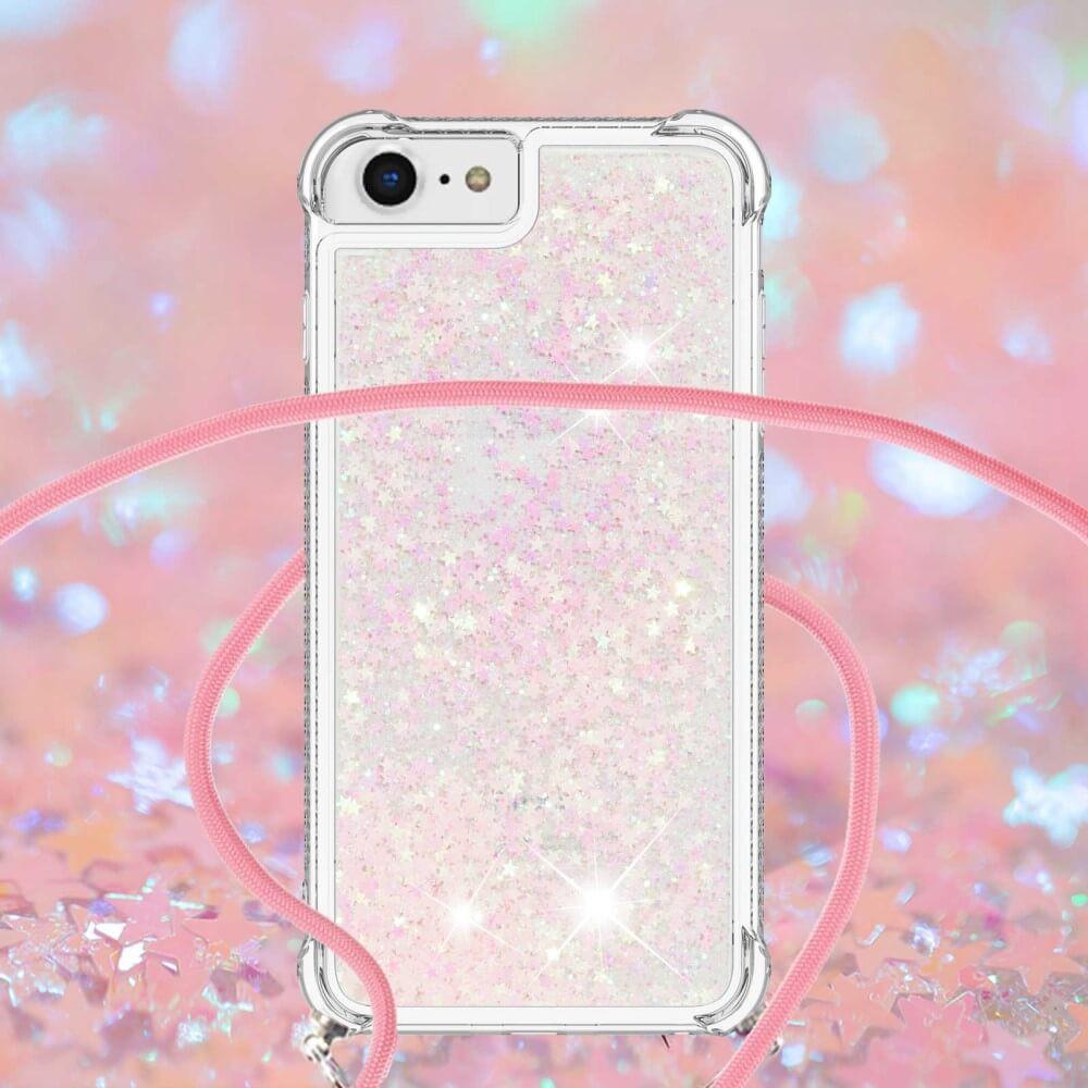 Cover-Discount  iPhone SE / 8 / 7 - Glitzer Hülle mit Umhängeband 