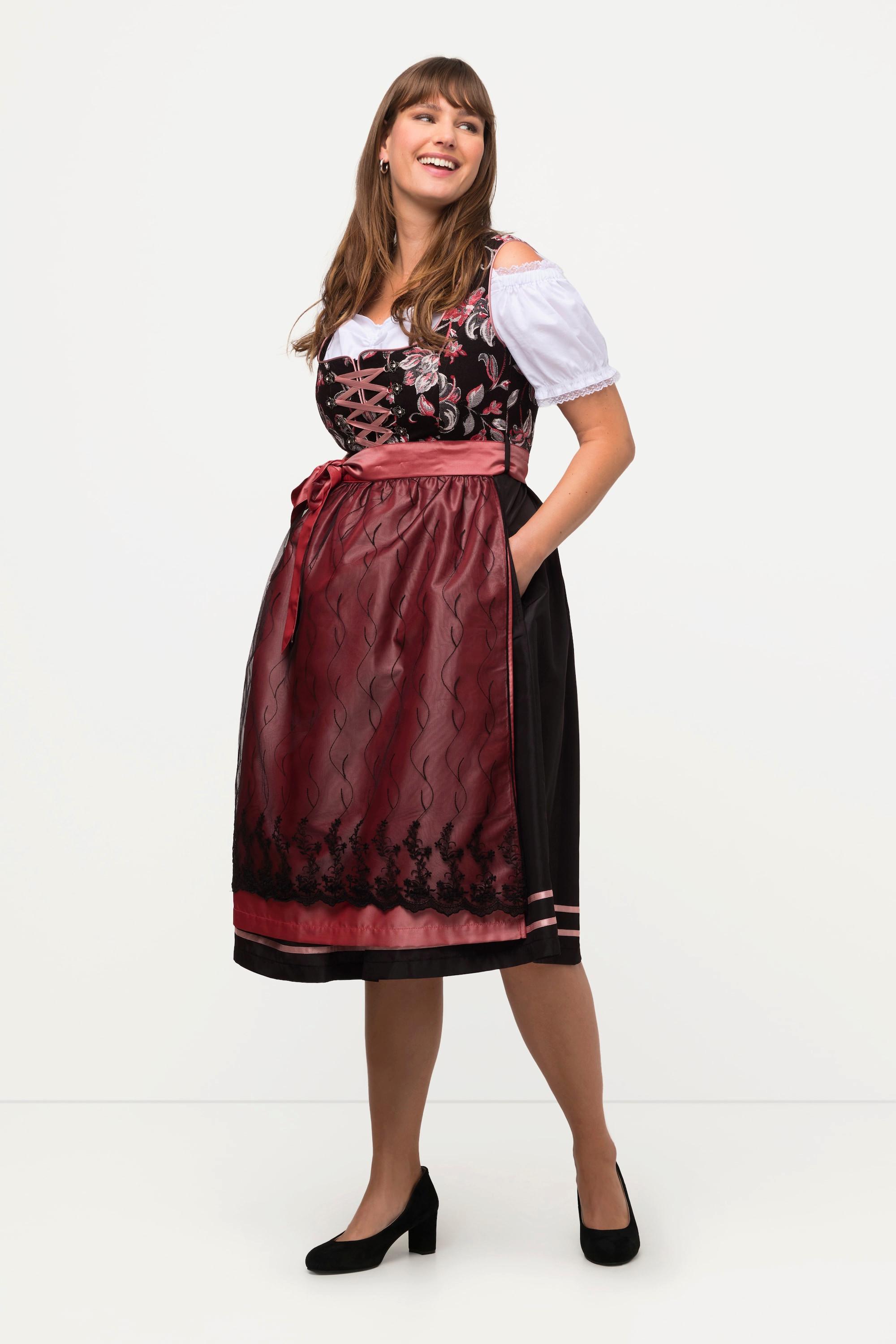 Ulla Popken  Costume traditionnel tyrolien sans manches à encolure carrée, motif jacquard 