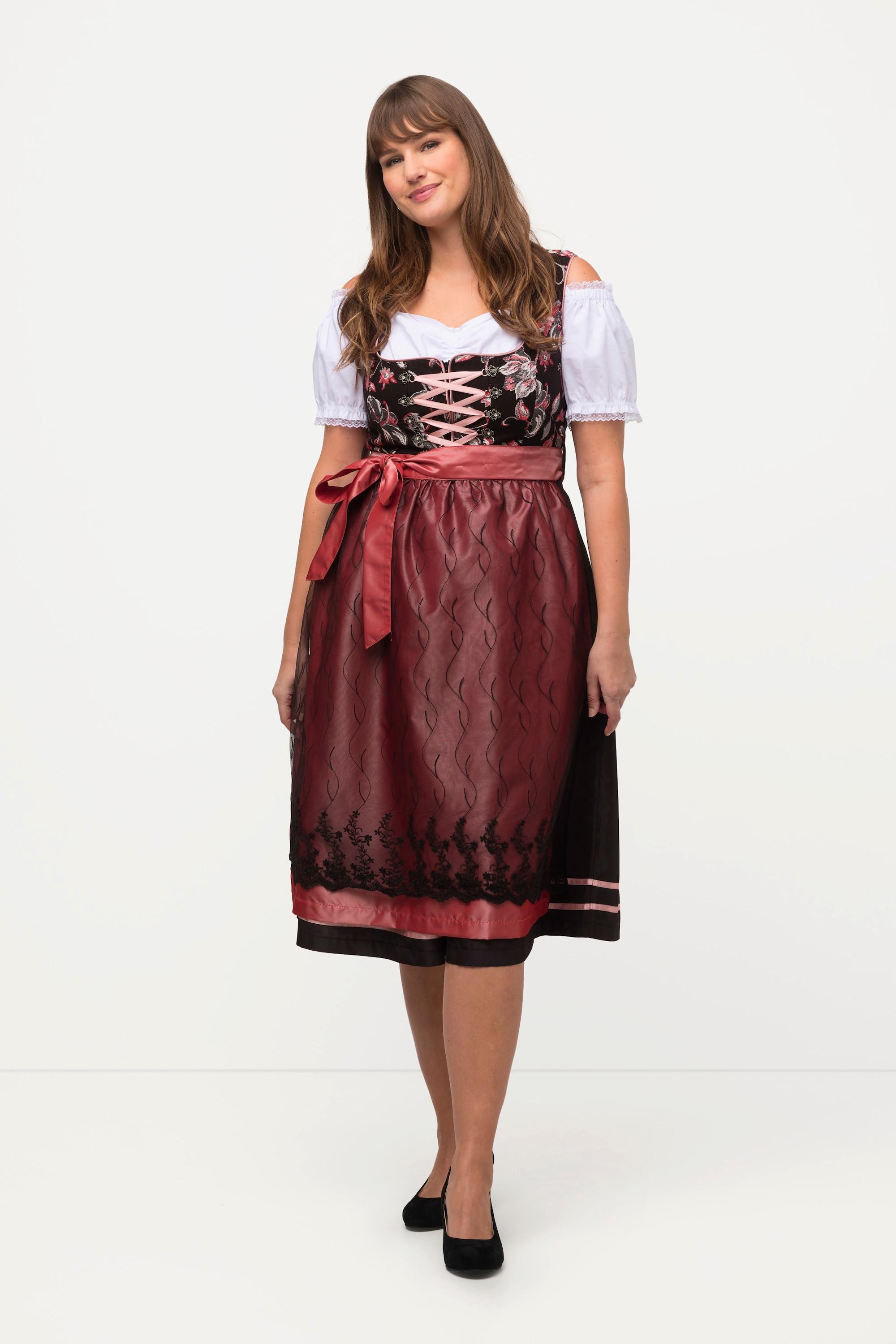 Ulla Popken  Costume traditionnel tyrolien sans manches à encolure carrée, motif jacquard 