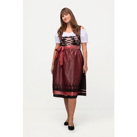 Ulla Popken  Abito tradizionale Dirndl smanicato con Jacquard e scollo rettangolare 