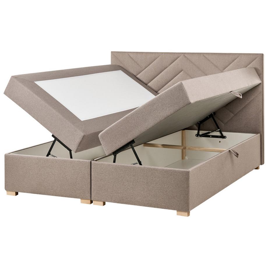 Beliani Lit boxspring avec rangement en Tissu  ESQUIRE  