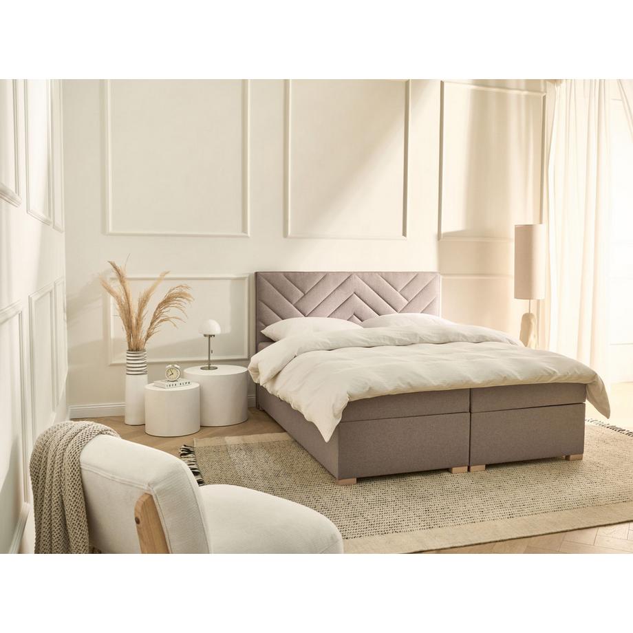 Beliani Lit boxspring avec rangement en Tissu  ESQUIRE  