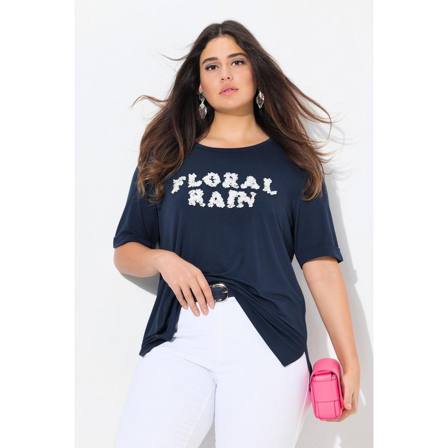 Ulla Popken 3D Floral Rain Classic Col Rond Manches Courtes T-Shirt  