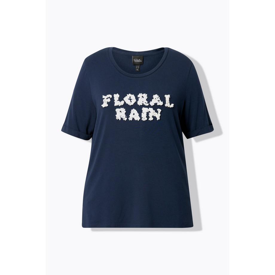 Ulla Popken 3D Floral Rain Classic Col Rond Manches Courtes T-Shirt  