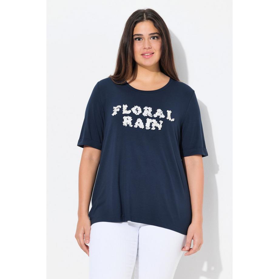 Ulla Popken 3D Floral Rain Classic Col Rond Manches Courtes T-Shirt  