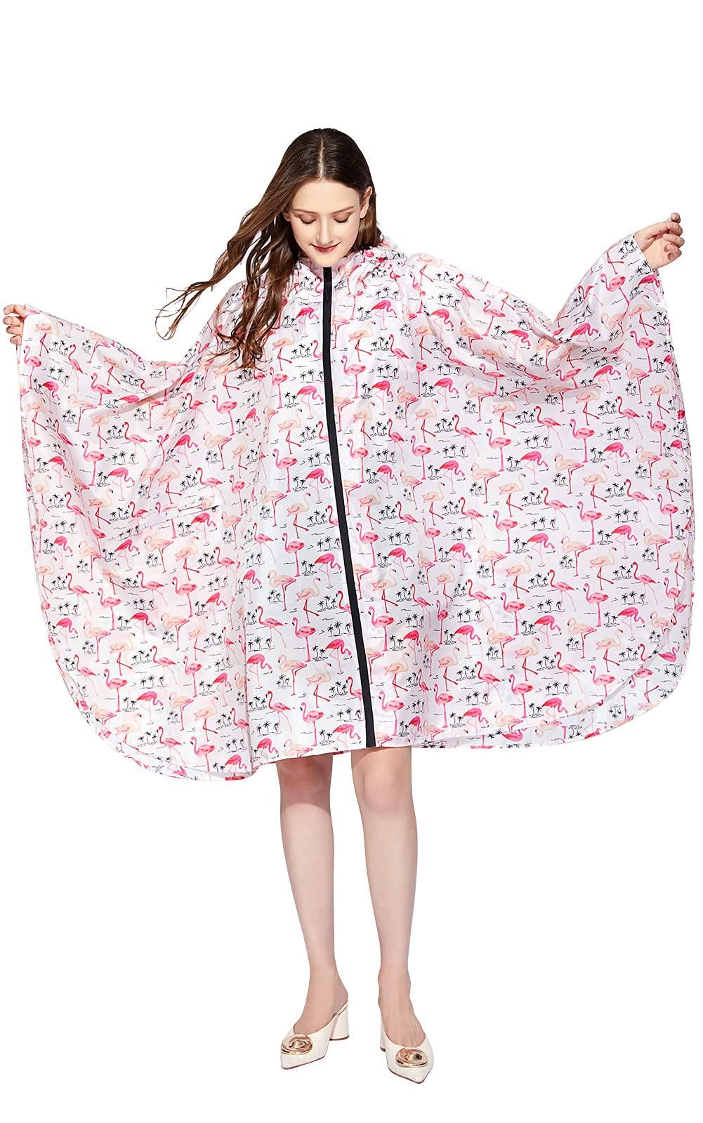 Alopini Unisex Wasserdichter Wiederverwendbarer Regenponcho mit Kapuze  