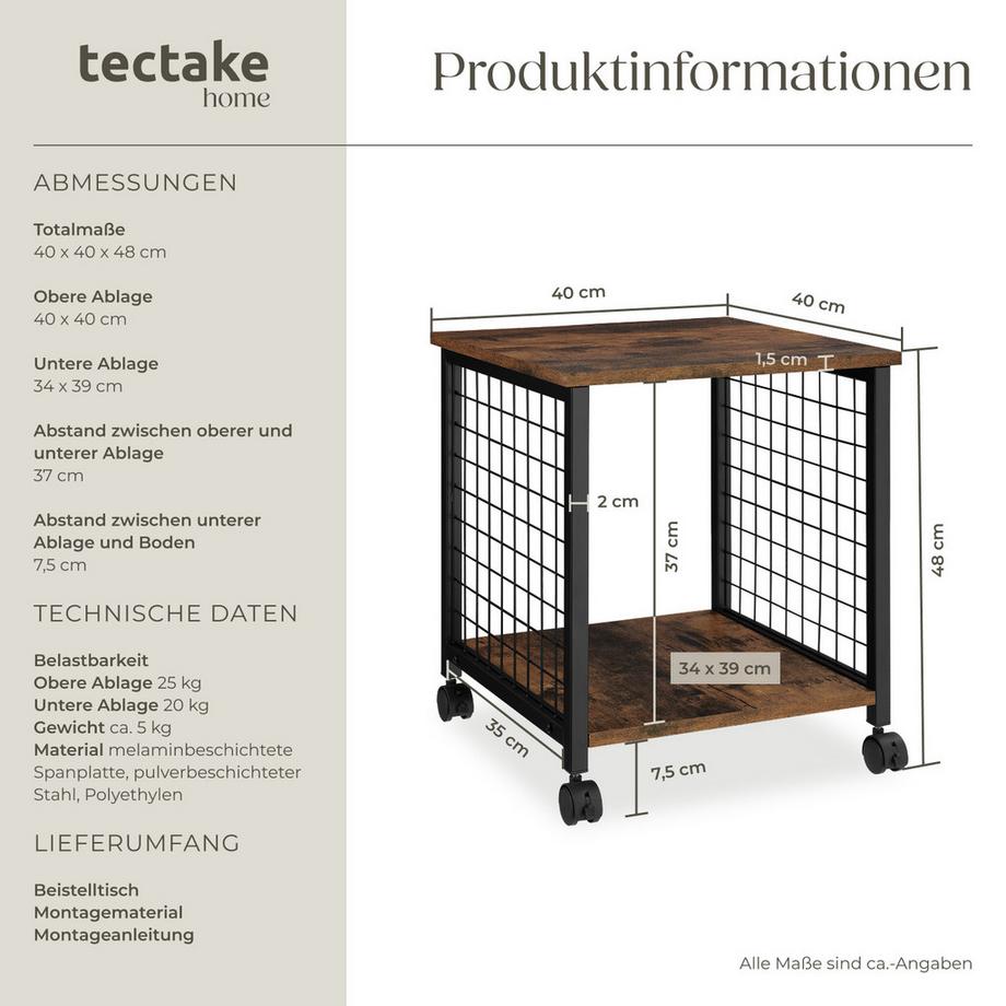 Tectake Tavolino Gary Stile industriale  