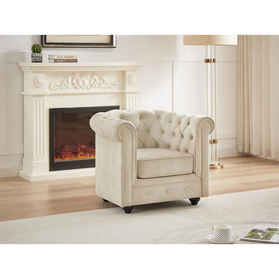 Vente-unique Sessel - Samt - Beige - CHESTERFIELD  