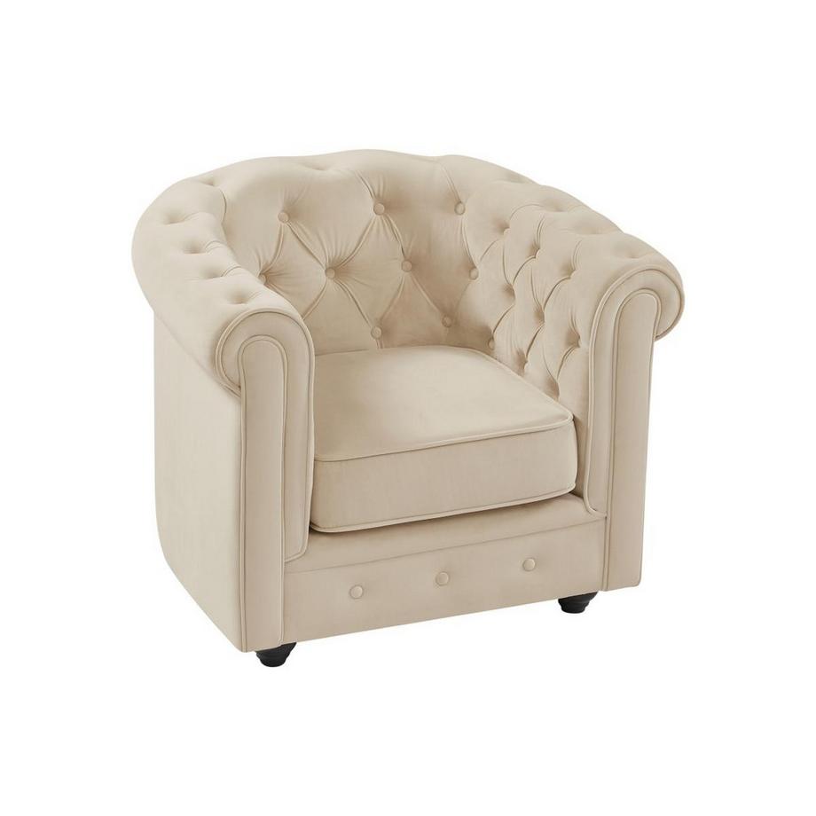 Vente-unique Sessel - Samt - Beige - CHESTERFIELD  