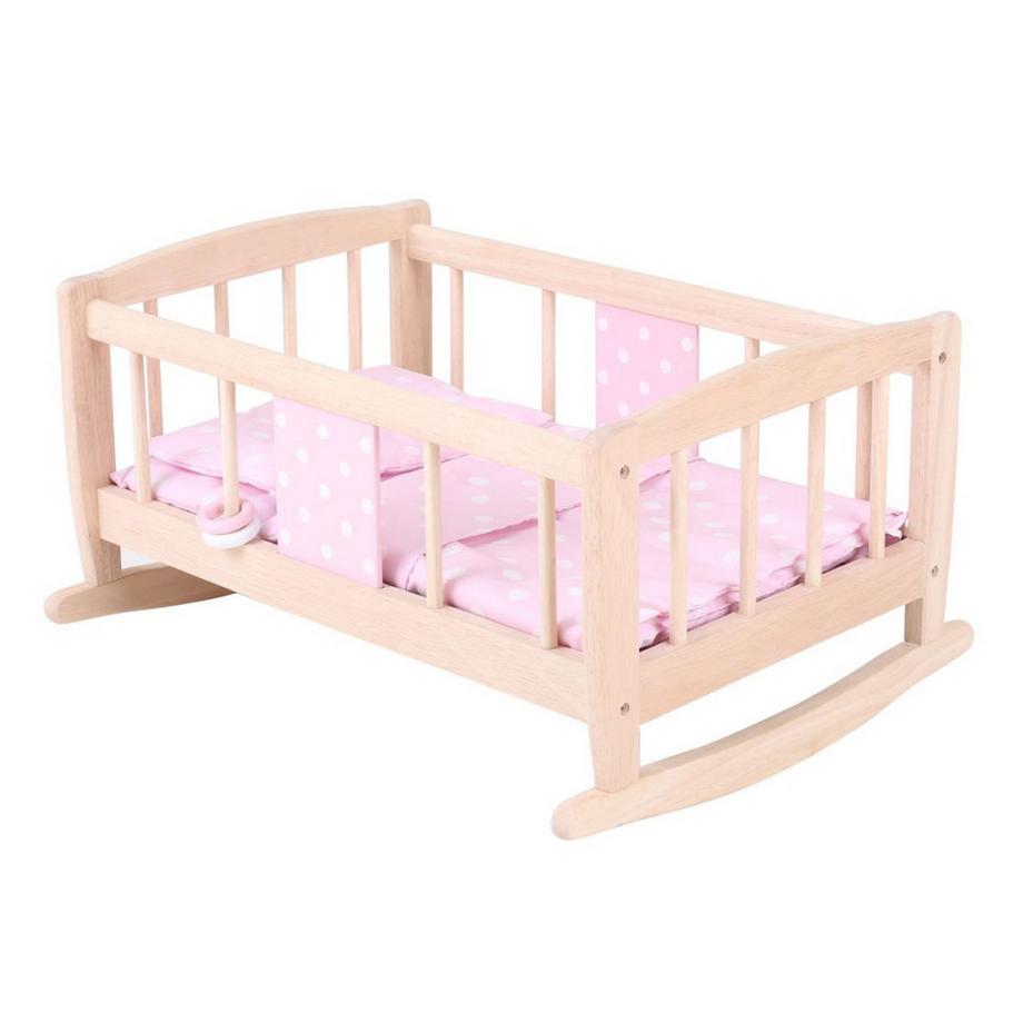Spielba Holzspielwaren  Rollenspiele Puppen-Wiege mit Inhalt 