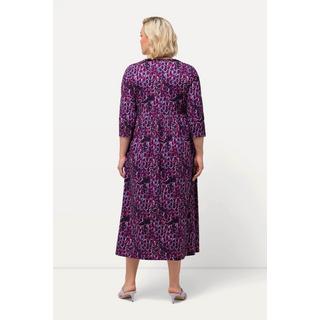 Ulla Popken Abito in Jersey Stampato Linea ad A Girocollo Maniche 3/4 con Tasche  