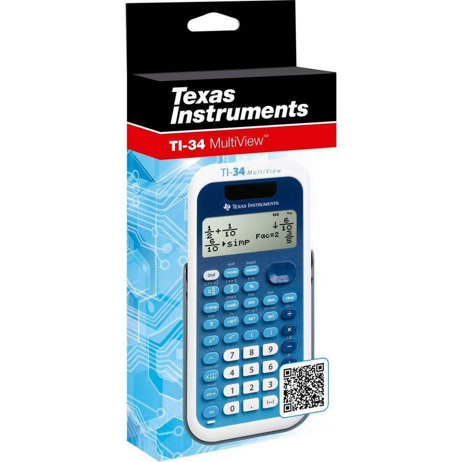 Texas Instruments TI-34 MULTIVIEW Calcolatrice per la scuola Bianco, Blu Display (cifre): 16 a energia solare  