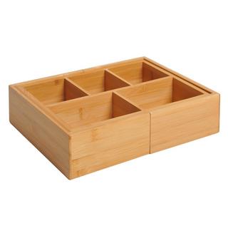 Northio Scatola Portaoggetti, Organizer Per Cassetti, Organizer Estensibile, Bambù, Naturale, 24,6 X 17,6 X 7 Cm  