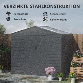 Northio Verzinkter Stahl Gerätehaus 2,43? 213x131x192cm Geräteschuppen mit Satteldach, Abschließbarer Schiebetür, wetterfest Gartenhaus, Outdoor Garten Schuppen für Hinterhof Außenbereich, Grau Aosom  