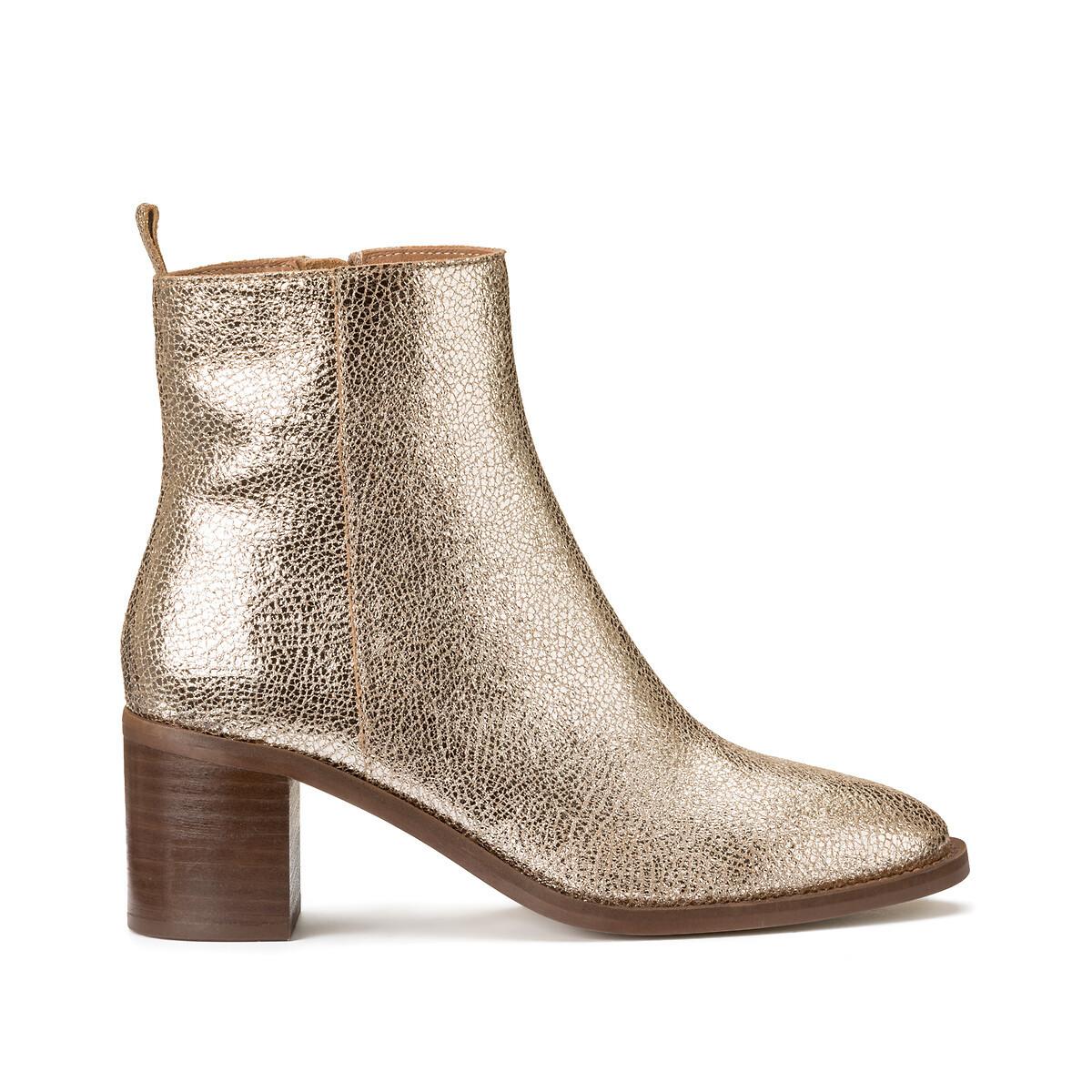 La Redoute Collections  Boots mit Absatz aus Metallic-Leder 