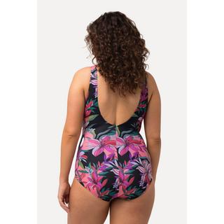 Ulla Popken  Maillot de bain floral à bonnets souples et décolleté esprit cache-cœur. Matière recyclée 