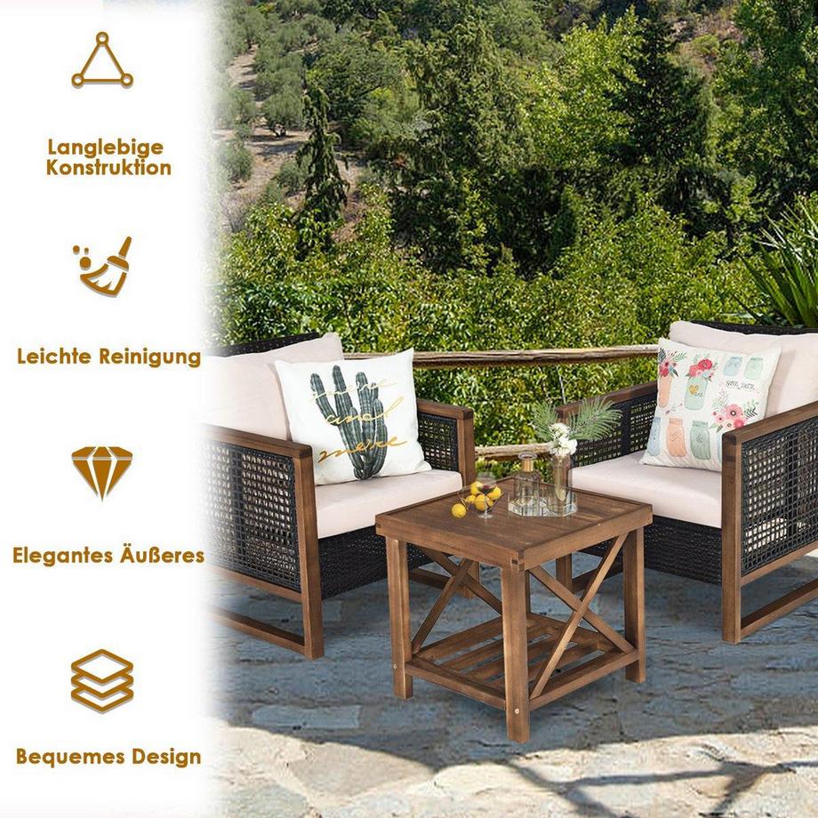 Northio Ensemble de 3 meubles de jardin en rotin, ensemble de salon en polyrotin avec coussins de siège lavables, ensemble de sièges d'extérieur  