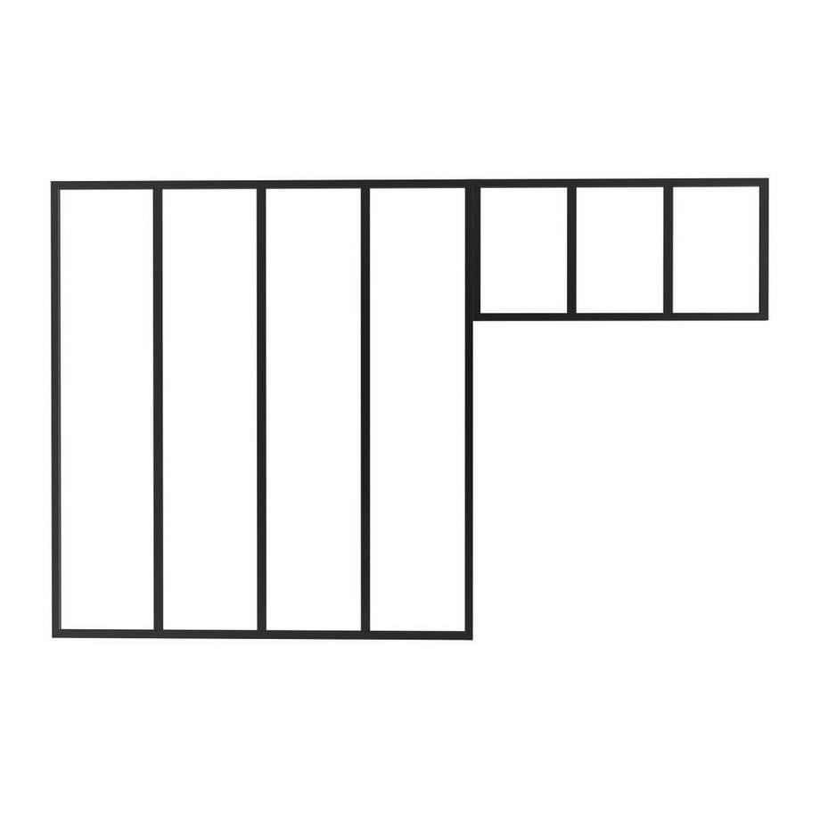 Vente-unique  Verrière atelier avec imposte en aluminium thermolaqué - L120 x H130 + L83 x H40 cm - Noir - BAYVIEW 