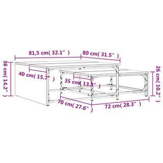 VidaXL Table basse gigogne métal  