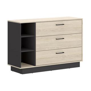 Vente-unique Comà² 3 cassetti e 3 nicchie Naturale e Antracite LEANDRE  