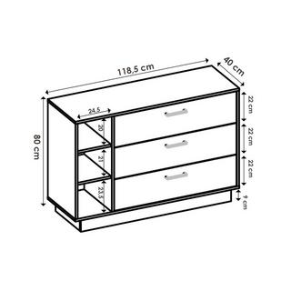 Vente-unique Comà² 3 cassetti e 3 nicchie Naturale e Antracite LEANDRE  