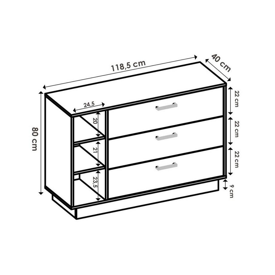 Vente-unique Kommode mit 3 Schubladen 3 Ablagen Naturfarben LEANDRE  