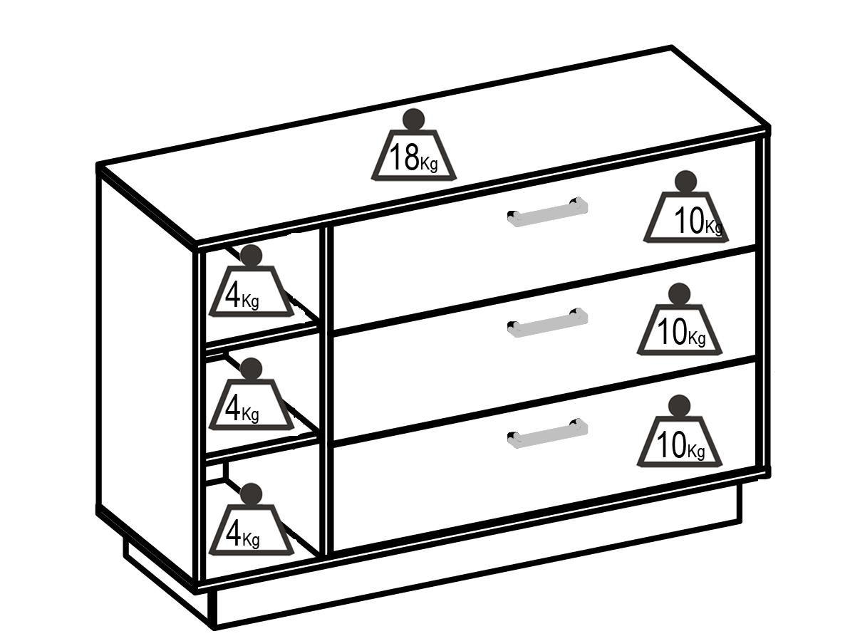 Vente-unique Comà² 3 cassetti e 3 nicchie Naturale e Antracite LEANDRE  