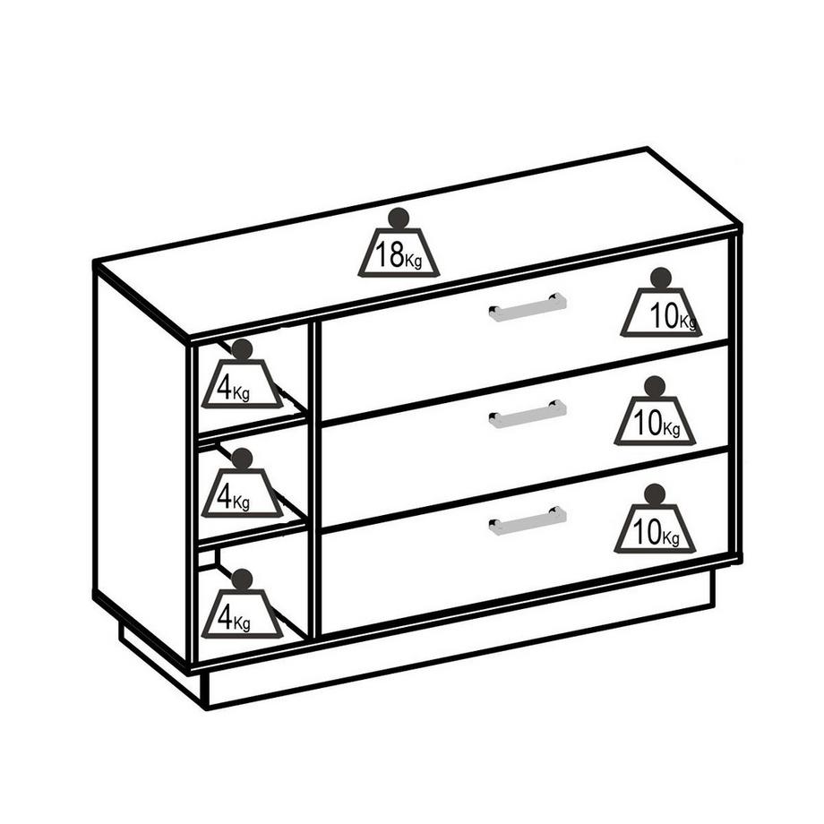 Vente-unique Kommode mit 3 Schubladen 3 Ablagen Naturfarben LEANDRE  