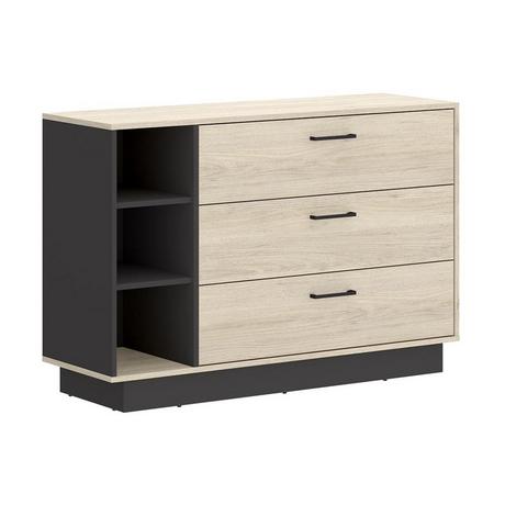 Vente-unique Comà² 3 cassetti e 3 nicchie Naturale e Antracite LEANDRE  