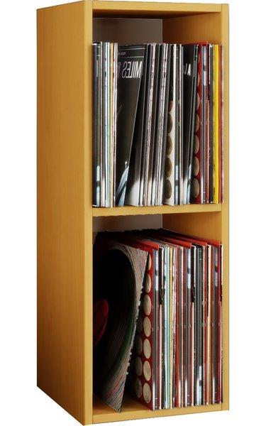 VCM Bois Disques vinyles LP Stand Étagère d'archivage Support de rangement Platto 2 compartiments  