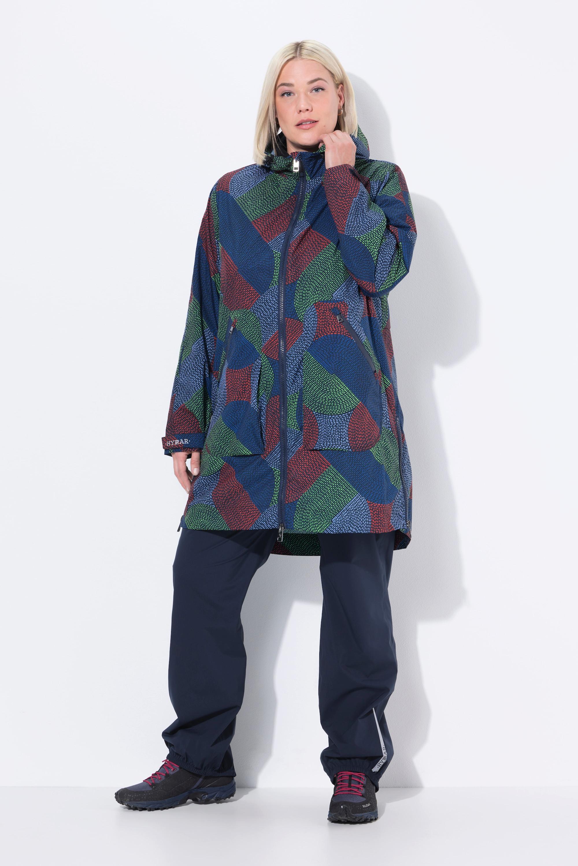 Ulla Popken Cappotto impermeabile A-Line Cerniera laterale Cappuccio  