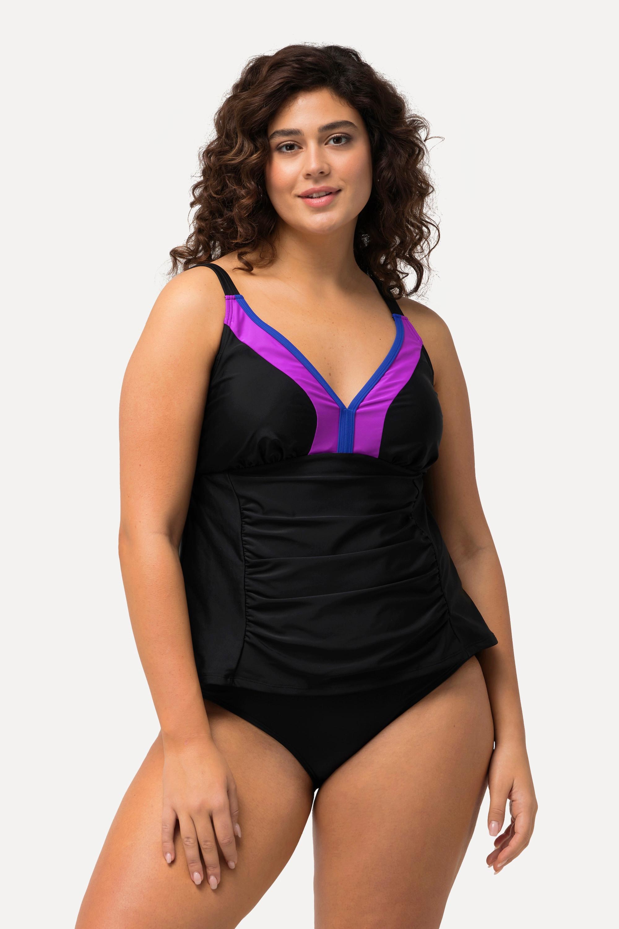 Ulla Popken  Tankini con glitter, coppe morbide, spalline regolabili e materiale riciclato 