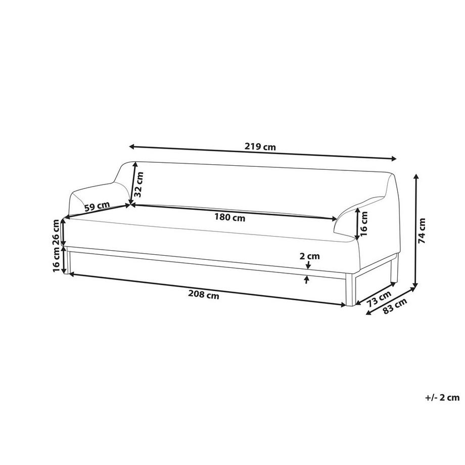 Beliani Canapé 3 places en Tissu Scandinave SOSJO  