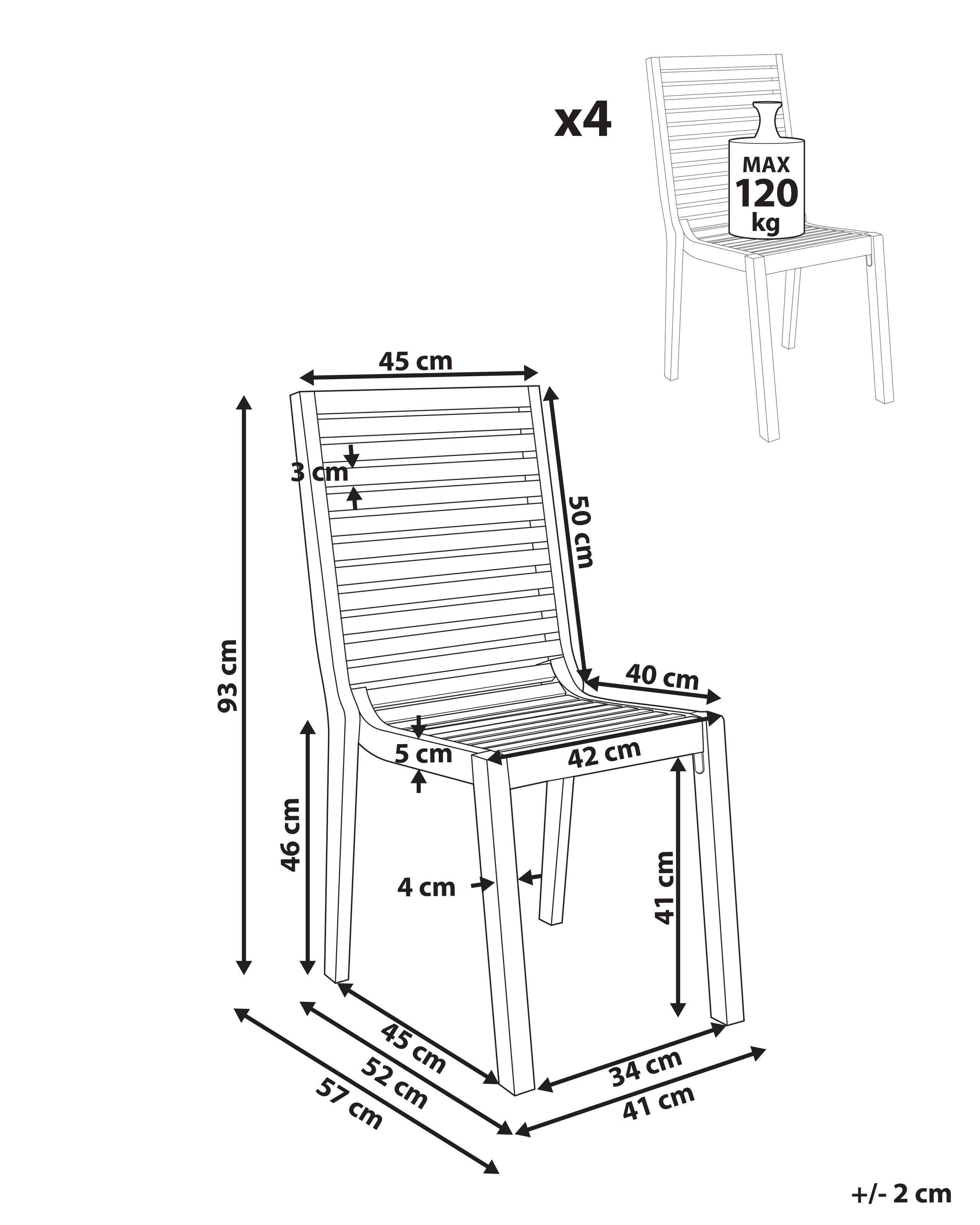 Beliani Lot de 4 chaises de jardin en Bois d'acacia certifié FSC® Rustique OMBRIANO  