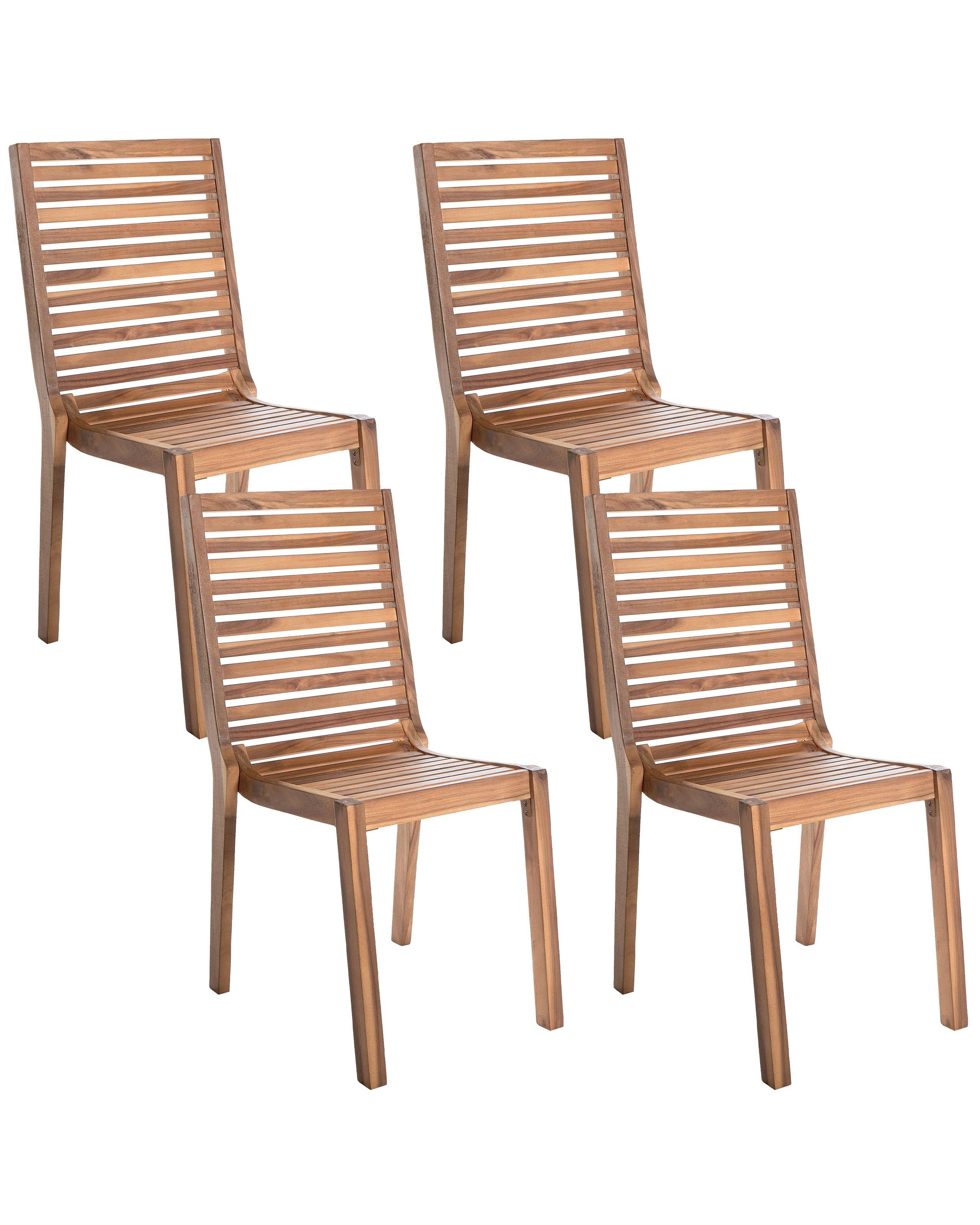 Beliani Lot de 4 chaises de jardin en Bois d'acacia certifié FSC® Rustique OMBRIANO  