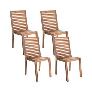 Beliani Lot de 4 chaises de jardin en Bois d'acacia certifié FSC® Rustique OMBRIANO  