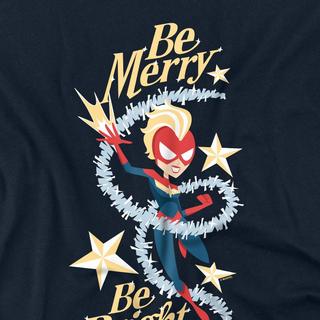 Captain Marvel Be Merry Be Bright T-Shirt Maniche Lunghe  