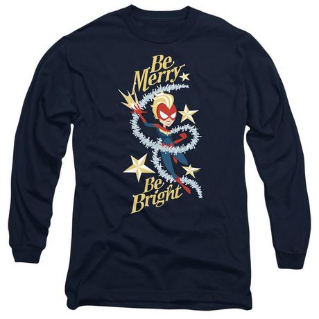 Captain Marvel Be Merry Be Bright T-Shirt Maniche Lunghe  