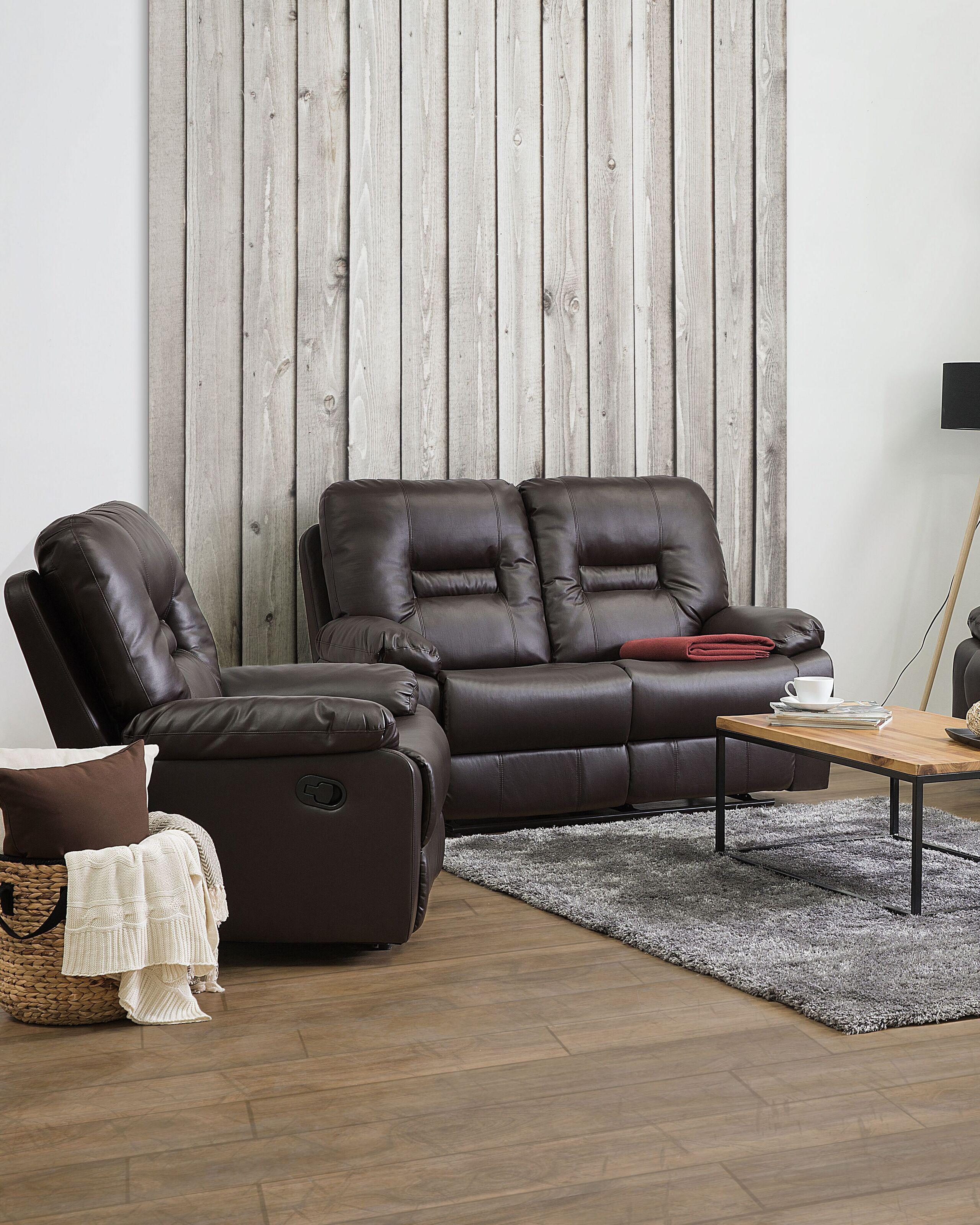 Beliani Fauteuil inclinable en Cuir PU Rétro BERGEN  