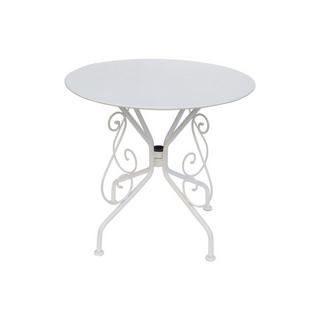 Vente-unique Garten-Essgruppe: Tisch + 4 stapelbare Sessel - Metall in Eisenoptik - Weiß - GUERMANTES von MYLIA  