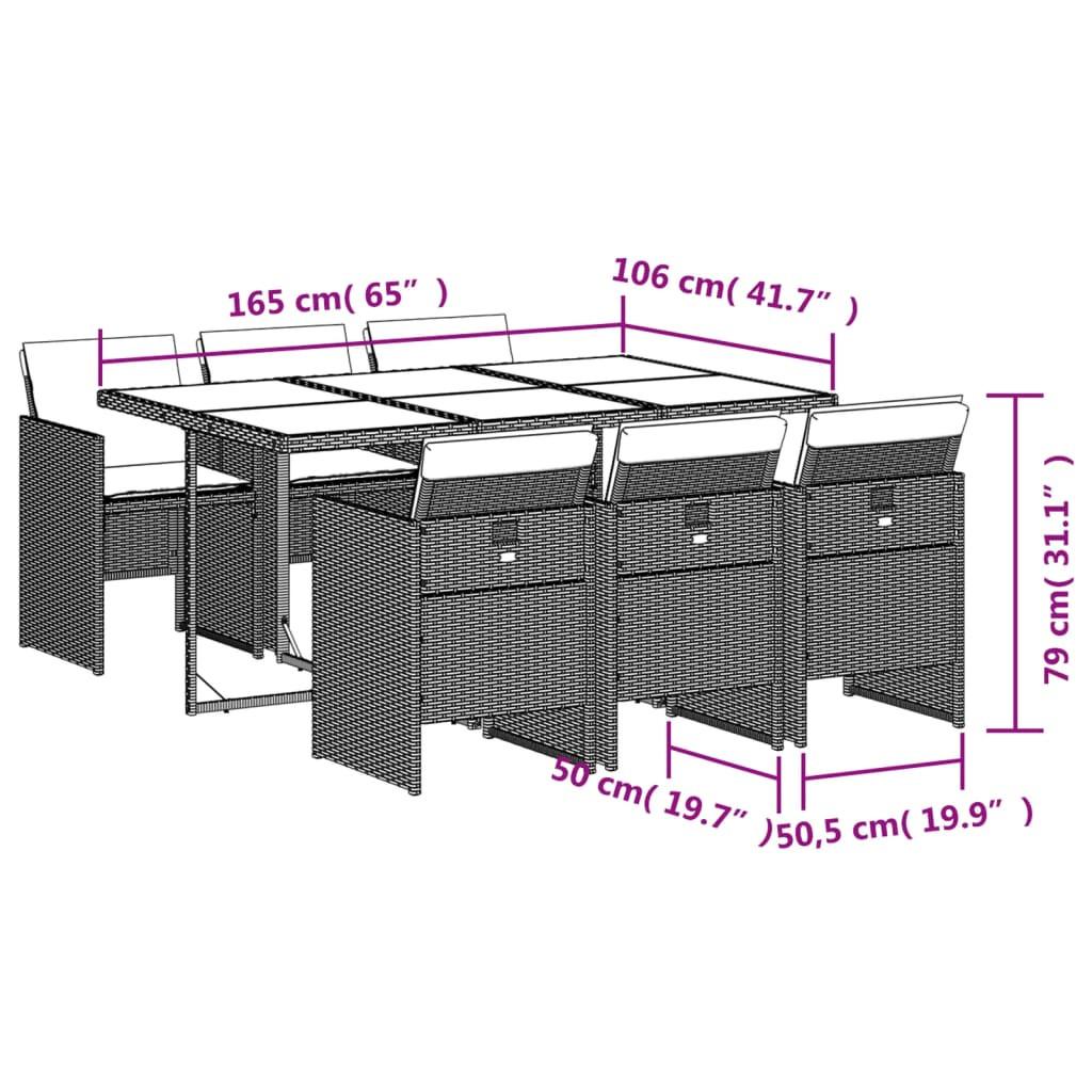 VidaXL set da pranzo da giardino Polirattan  